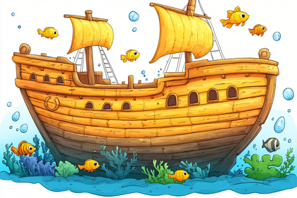 Sunken Treasure Ship Cartoon