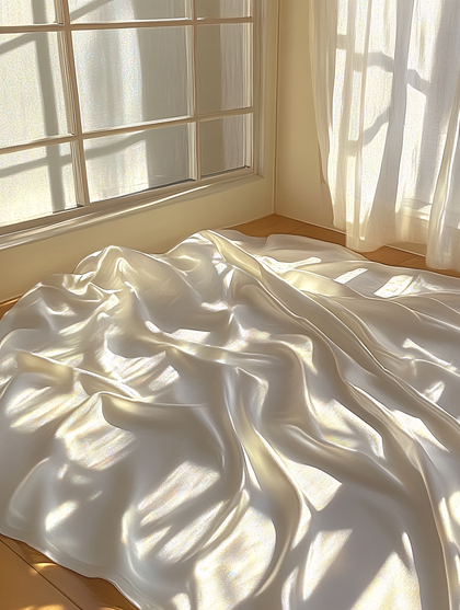 Sunlight On White Cloth By Window