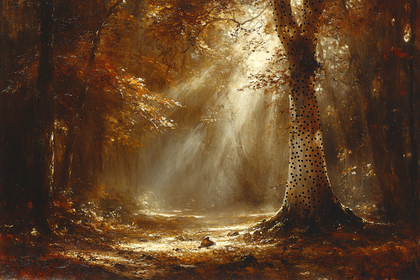 Sunlight Through Autumn Forest