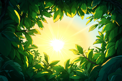 Sunlight Through Green Leaves Frame