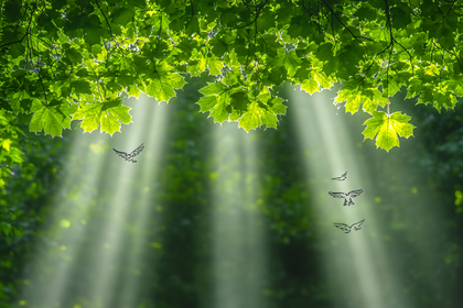 Sunlit Canopy With Birds