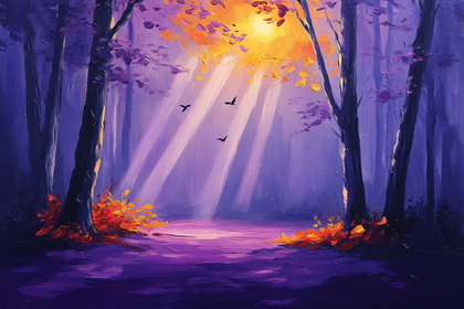 Sunlit Forest Painting