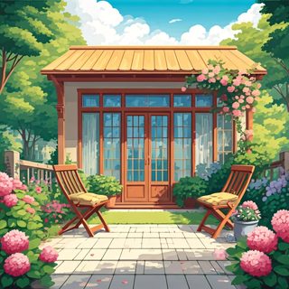 garden patio scene