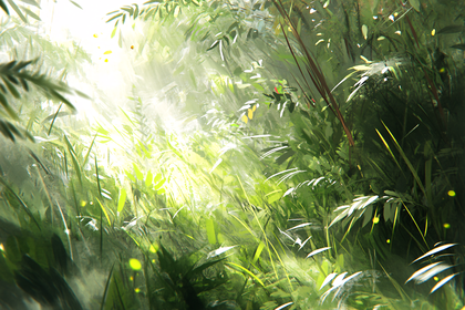 Sunlit Green Forest Path
