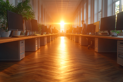Sunlit Office Corridor