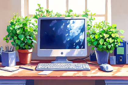 Sunlit Workspace With Plants
