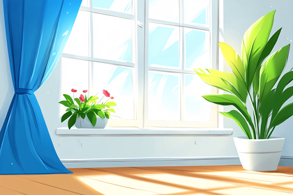 Sunny Indoor Scene with Potted Plants