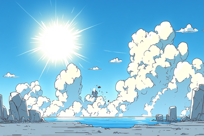 Sunny Sky With Clouds And Coastline