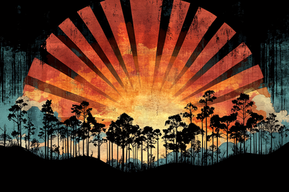 Sunrise Silhouette Forest