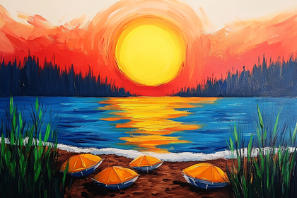 Sunset Boat Painting