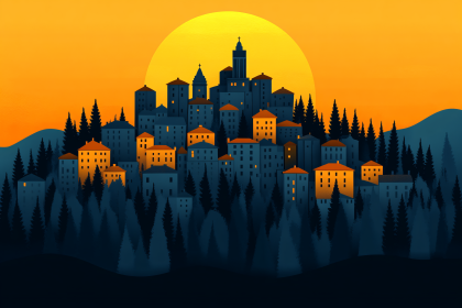 Sunset Cityscape Vector Illustration