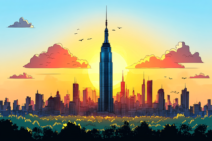 Sunset Cityscape with Empire State Building