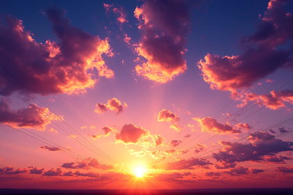 Sunset Cloudscape with Powerlines