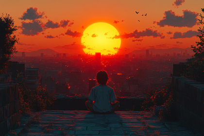 Sunset Meditation Over City