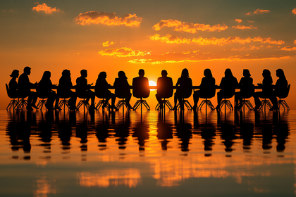 Sunset Meeting Silhouette