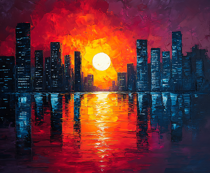 Sunset Over City