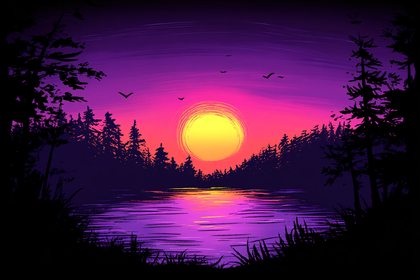 Sunset Over Lake