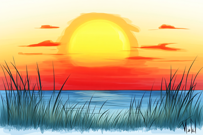 Sunset Over Sea Grass