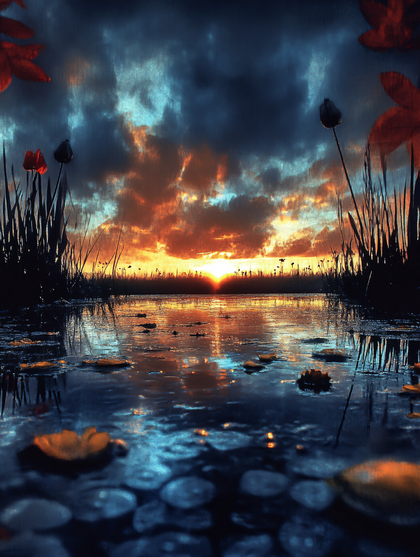 Sunset Over Tranquil Waters
