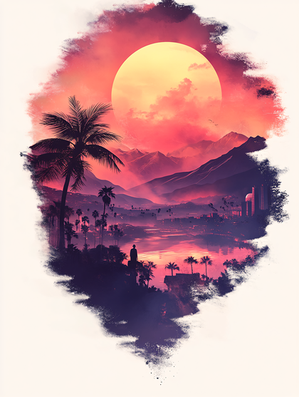 Sunset Palm Scene