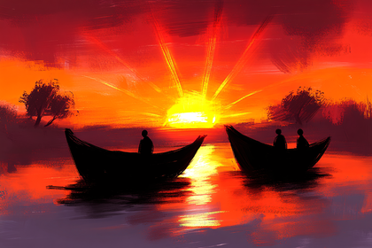 Sunset Rowboats