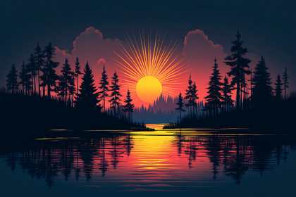 Sunset Serenity Over Lake