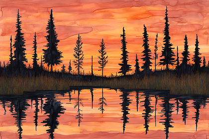 Sunset Silhouette Reflections