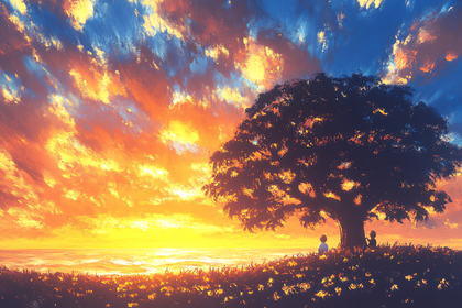 Sunset Under Big Tree