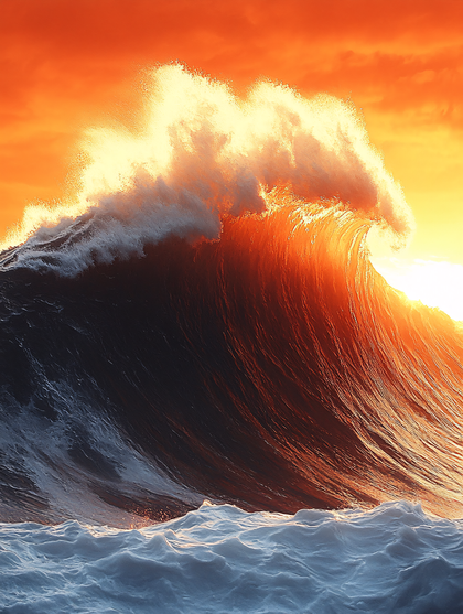 Surfing Wave Sunset