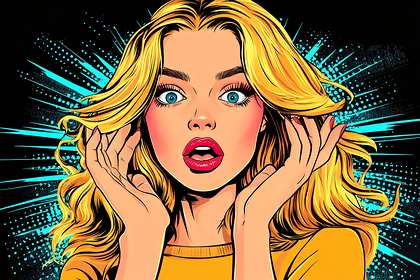 Surprised Blonde Woman Pop Art Style