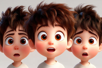 Surprised Boys with Wide Eyes