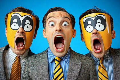 Surprised Businessmen With Masks