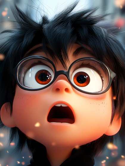 Surprised Cartoon Boy Close Up
