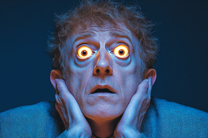 Surprised Man With Glowing Eyes