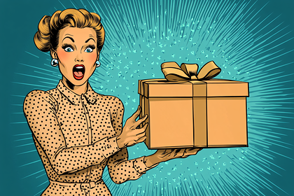 Surprised Woman Receiving Gift