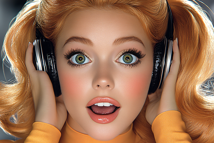 Surprised Woman with Headphones