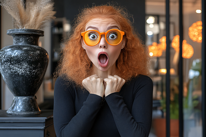 Surprised Woman With Orange Glasses