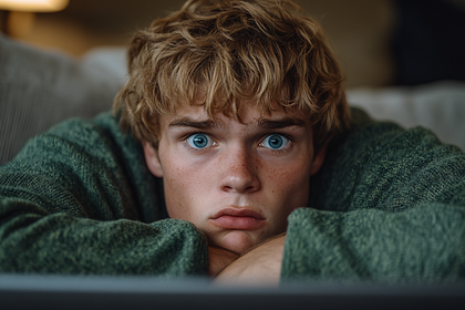 Surprised Young Man Staring Directly at the Camera
