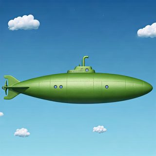 flying green submarine