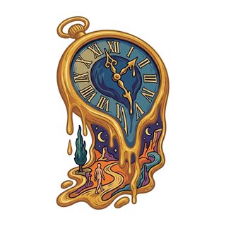 surreal melting pocket watch