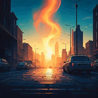 surreal urban sunset