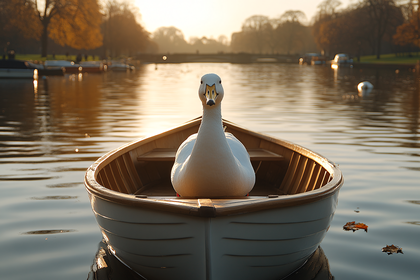 Swan In A Boat