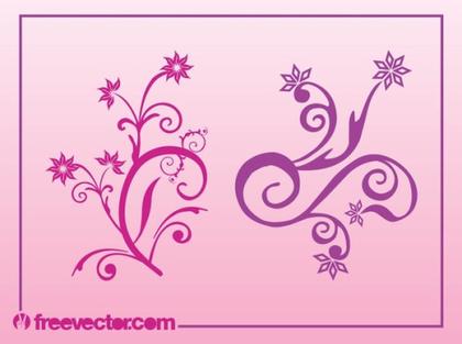 Swirling Flowers s Free Vector