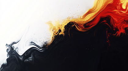 Swirling Gold and Black Fluid Art