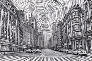 Swirling Sky Cityscape