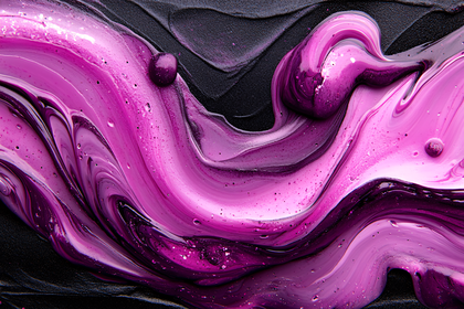 Swirls of Fuchsia and Black Paint