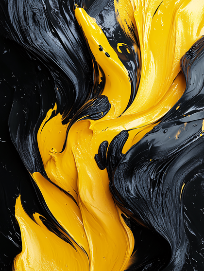 Swirls of Yellow and Black Paint