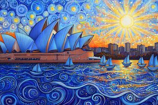 Sydney Opera House At Vivid Sunset