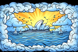Sydney Opera House Framed By Clouds