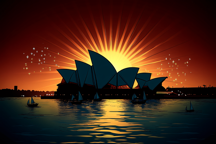 Sydney Opera House Sunset Silhouette